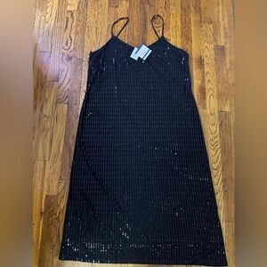 Anne Klein Black Sequin Slip Dress